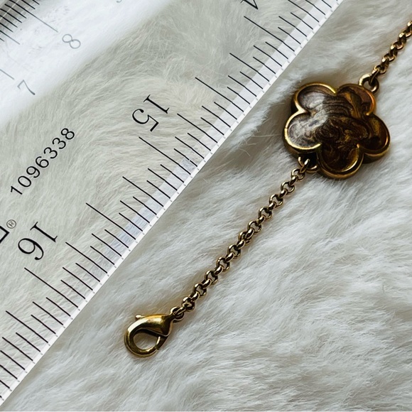 LAUREN G ADAMS | DAISY LOVE NECKLACE 18k GOLD PLATED | BROWN ENAMELED DAISIES - Picture 2 of 7